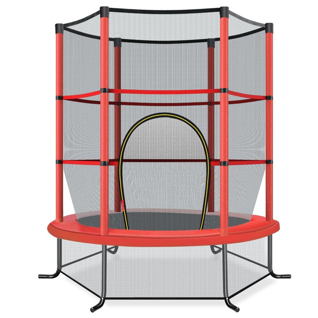 Trampoline de jardin Ø140cm avec filet de sécurité trampoline pouvant supporter jusqu'à 135KG pour les enfants de 3 ans et plus rouge