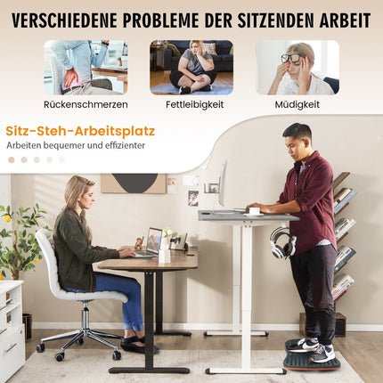 Bureau 140 x 70 cm réglable en hauteur électrique avec mécanisme d'arrêt et crochet gris