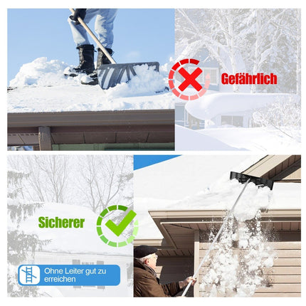 Pelle à neige en aluminium 148-608 cm avec manche antidérapant et lame en plastique argenté
