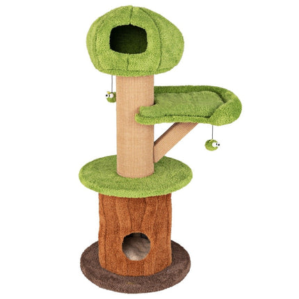 Arbre à chat champignon de 148 cm avec 2 jolies grottes et tour d'escalade en peluche pour chat