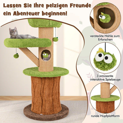 Arbre à chat champignon de 148 cm avec 2 jolies grottes et tour d'escalade en peluche pour chat