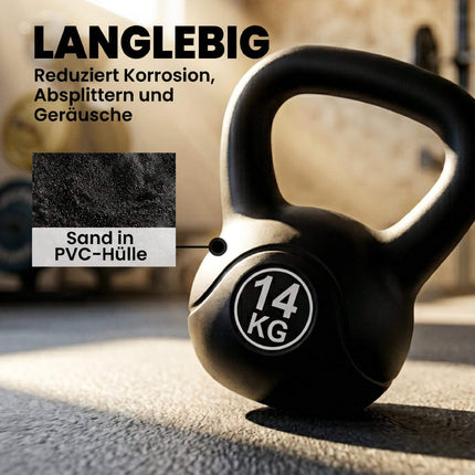 Kettlebell noir de 14 kg rempli de sable pour débutants