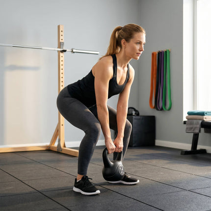Kettlebell noir de 14 kg rempli de sable pour débutants