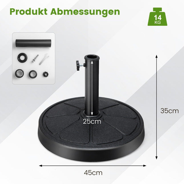 14 kg schwerer Schirmständer mit 45 cm Durchmesser für Schirmstangen von φ38/48 mm
