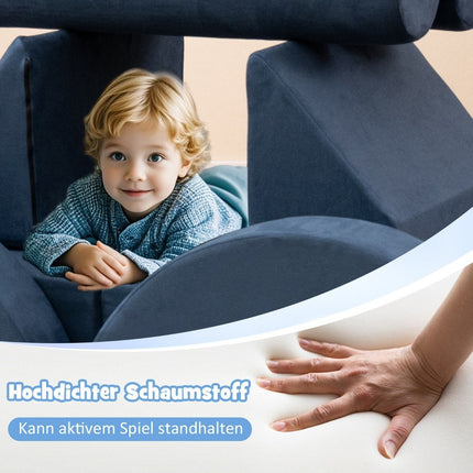 14-teiliges modulares Kindersofa Spielsofa aus Schaumstoff Bauklötze Sofa zum Klettern &amp; Krabbeln Marineblau