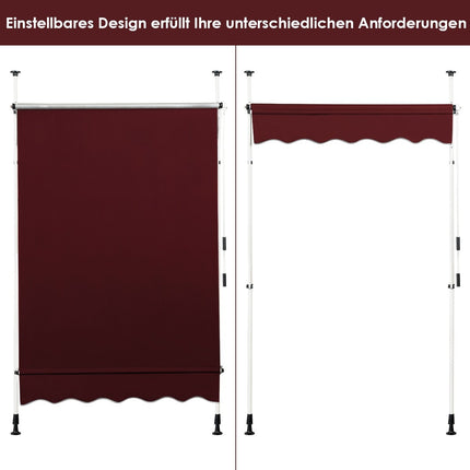 Store de balcon réglable 150 cm, résistant aux UV, rouge