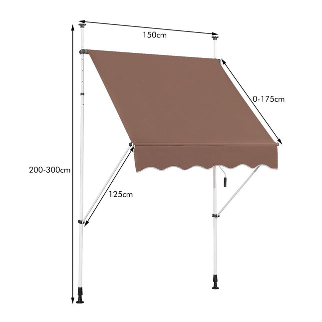 150 cm Verstellbare UV-beständige Balkonmarkise