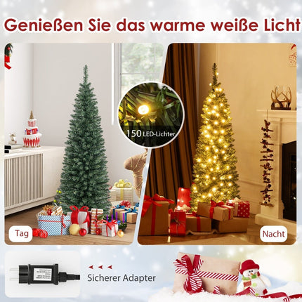 Sapin de Noël artificiel de 150 cm avec 150 LED, vert