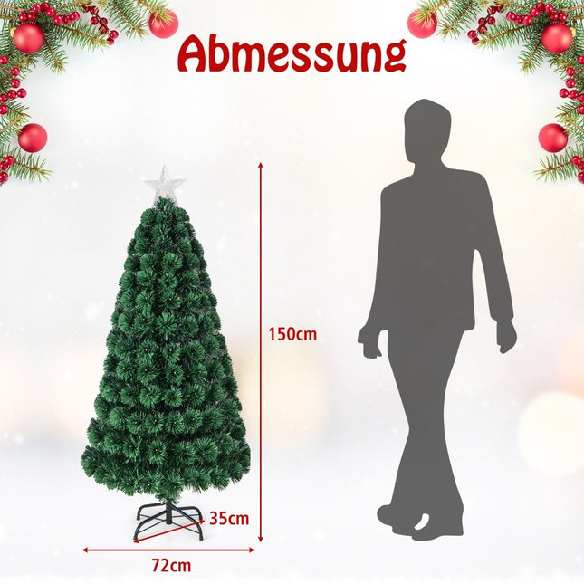 Arbre de Noël artificiel de 150 cm avec 8 modes d'éclairage Sapin de Noël à fibre optique