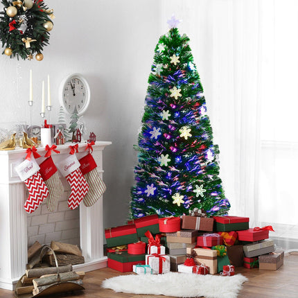 Sapin de Noël artificiel de 150 cm avec fibre optique LED