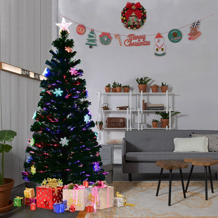 Sapin de Noël artificiel de 150 cm avec fibre optique LED