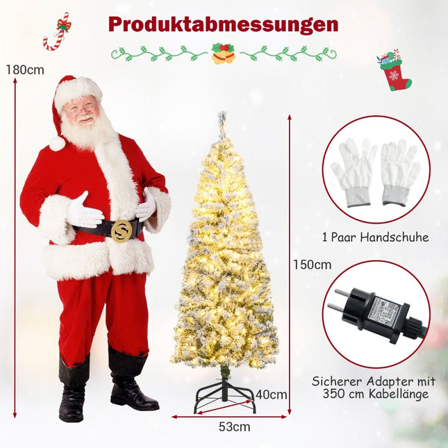 Sapin de Noël artificiel de 150 cm avec guirlandes lumineuses LED