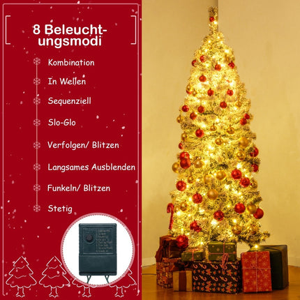 Sapin de Noël artificiel de 150 cm avec guirlandes lumineuses LED
