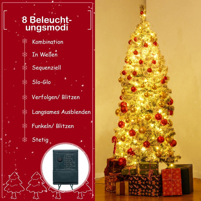 Sapin de Noël artificiel de 150 cm avec guirlandes lumineuses LED