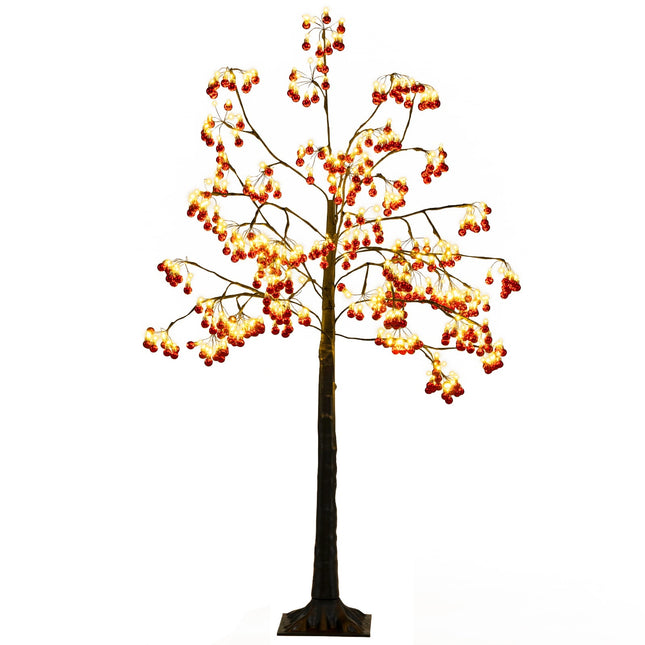 Sapin de Noël artificiel de 150 cm avec lumières LED et décorations rouges