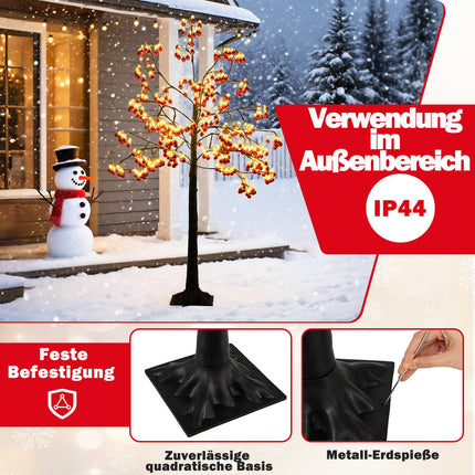150 cm künstlicher Weihnachtsbaum mit LED-Beleuchtung und rotem Weihnachtsschmuck