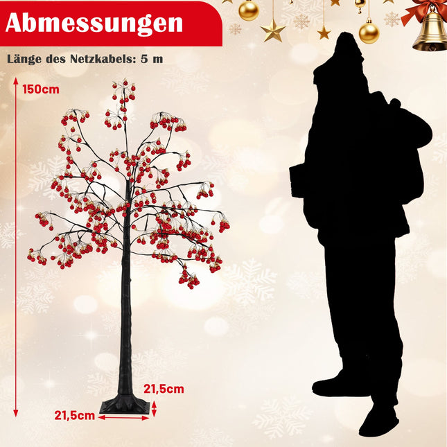 Sapin de Noël artificiel de 150 cm avec lumières LED et décorations rouges