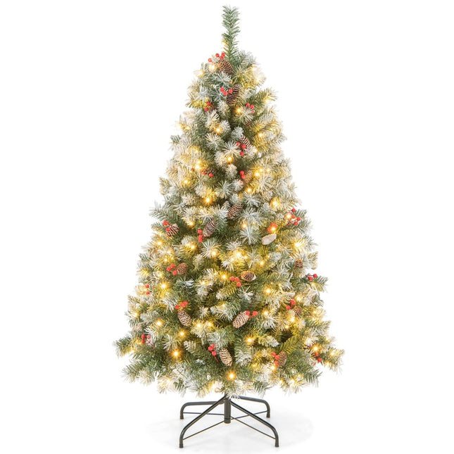 Sapin de Noël artificiel de 150 cm avec lumières et neige artificielle