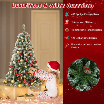 150 cm Künstlicher Weihnachtsbaum mit Lichtern & Schnee