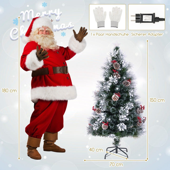 Sapin de Noël artificiel de 150 cm avec lumières, neige et dessus d'étoiles