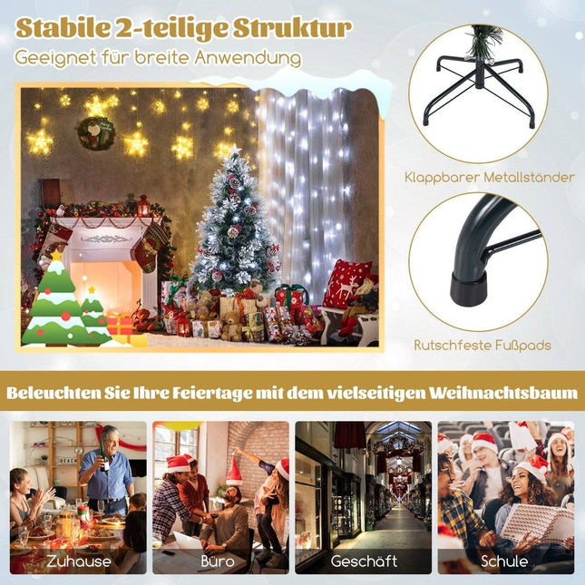 Sapin de Noël artificiel de 150 cm avec lumières, neige et dessus d'étoiles