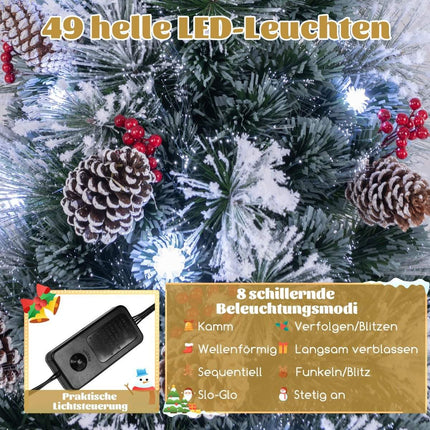 Sapin de Noël artificiel de 150 cm avec lumières, neige et dessus d'étoiles