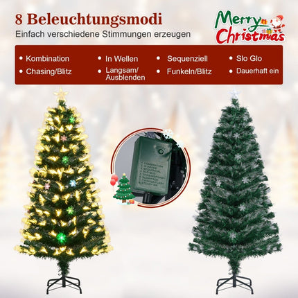150 cm künstlicher Weihnachtsbaum mit Lichtern und Sternspitze