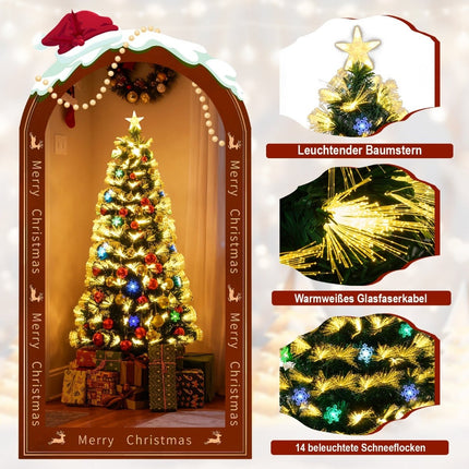 150 cm künstlicher Weihnachtsbaum mit Lichtern und Sternspitze