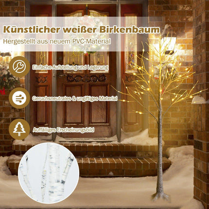 Arbre lumineux LED 150 cm bouleau avec lumières LED blanc chaud