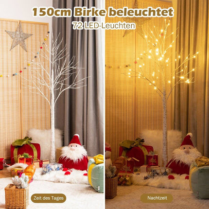 Arbre lumineux LED 150 cm bouleau avec lumières LED blanc chaud