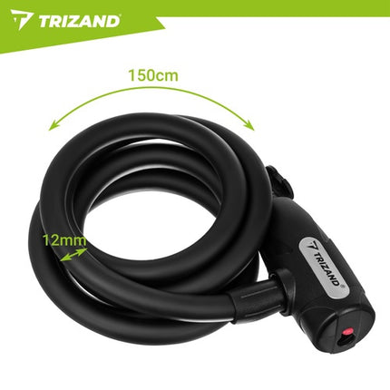 Antivol de vélo en acier de 150 cm avec porte-clé