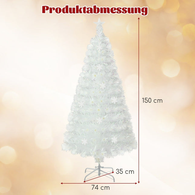 Sapin de Noël à fibres optiques LED blanches de 150 cm