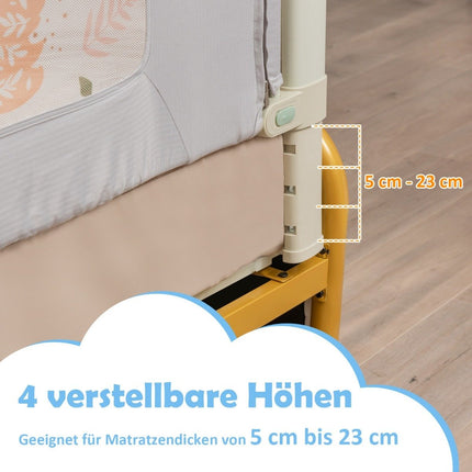 150 cm höhenverstellbares Bettgitter mit Anschlusszubehör Bettschutzlaken