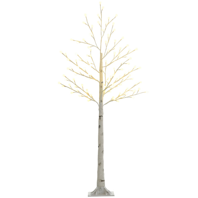 150 cm Birke LED Baum, 120 warmweiße Lichter, 3 Helligkeitsstufen