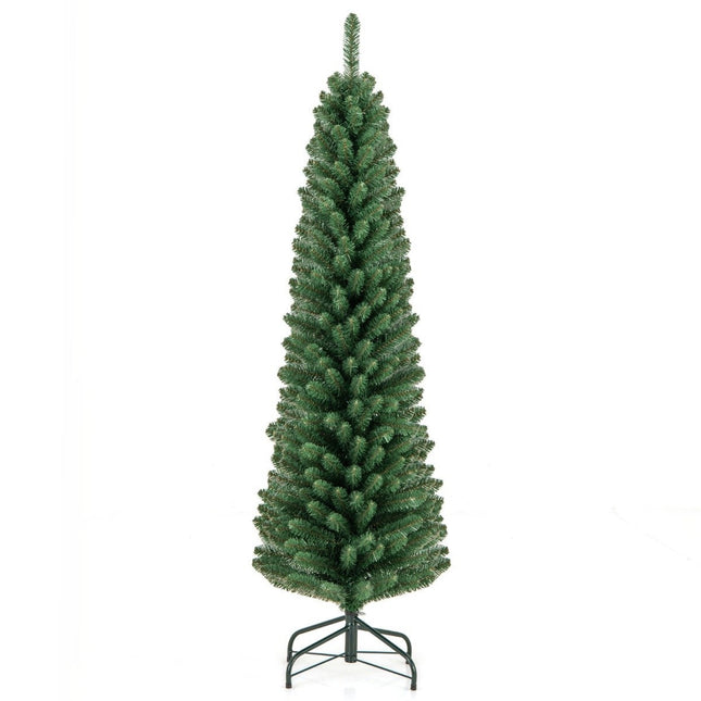 Sapin de Noël artificiel en forme de crayon de 150 cm avec 295 pointes de branches vertes