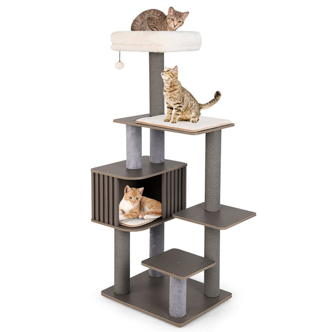 Arbre à chat de 151 cm avec niche, griffoirs et jouets