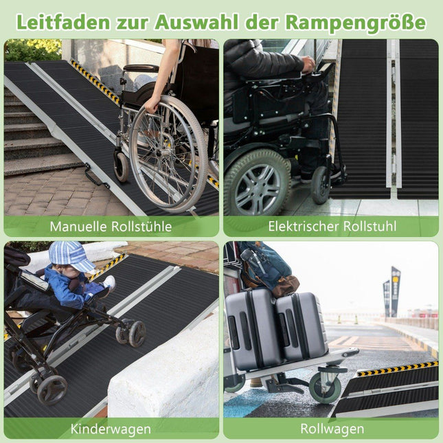 Rampe pour fauteuil roulant 152,5 x 74 cm Rampe pliante portable et antidérapante jusqu'à 272 kg de charge en aluminium