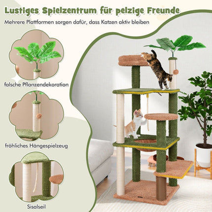 Arbre à chat de 152 cm de haut pour chat domestique, tour à chat à plusieurs étages avec poteaux en sisal