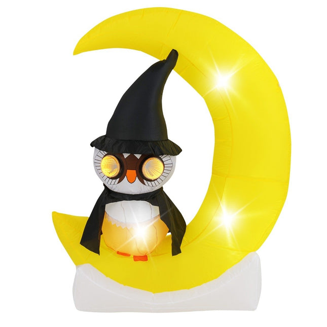 Hiboux gonflables LED de 155CM debout sur la lune, décoration terrible d'halloween