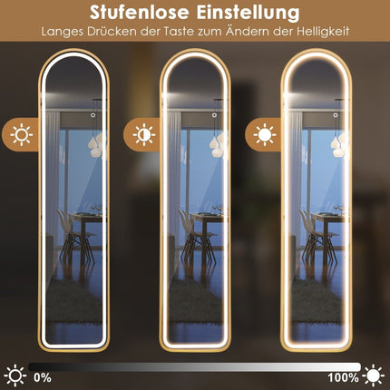 155 cm Ganzkörperspiegel mit goldenem Aluminiumrahmen &amp; explosionsgeschützter Folie Standspiegel