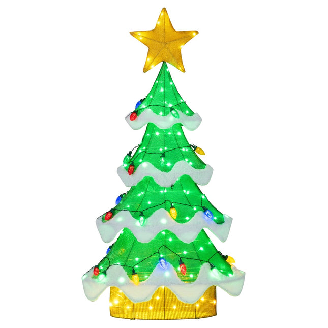 Sapin de Noël LED de 157 cm avec ampoules étoiles et fraises