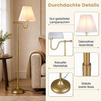158 cm Stehlampe mit Stoffschirm und Fußschalter