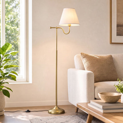 158 cm Stehlampe mit Stoffschirm und Fußschalter