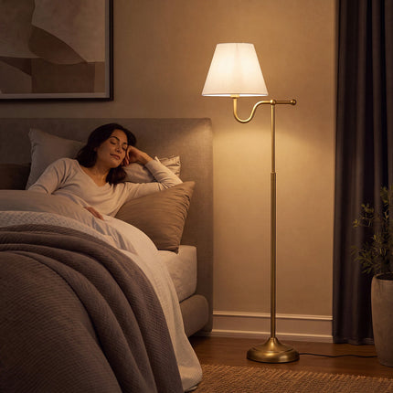 158 cm Stehlampe mit Stoffschirm und Fußschalter