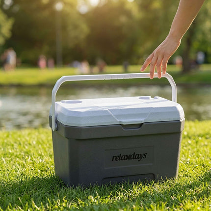 15L Isolierkühlbox mit Kühlakku – Weiß/Grau