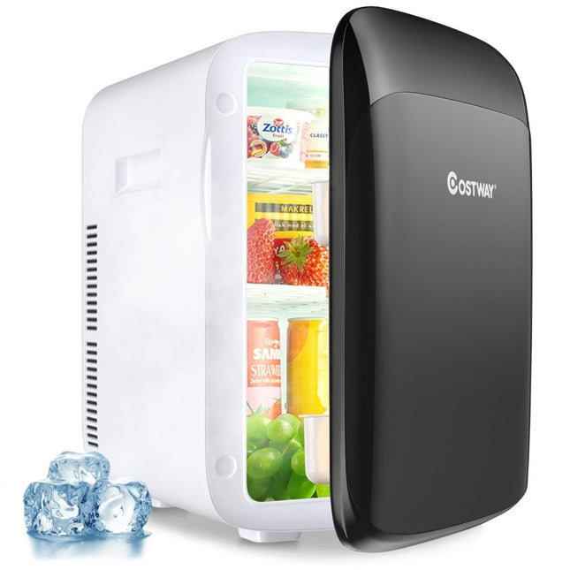Mini réfrigérateur 15 L Fonction refroidissement et chauffage 2 en 1 Congélateur portable 27 x 33 x 38 cm Blanc + Noir Classe énergétique E