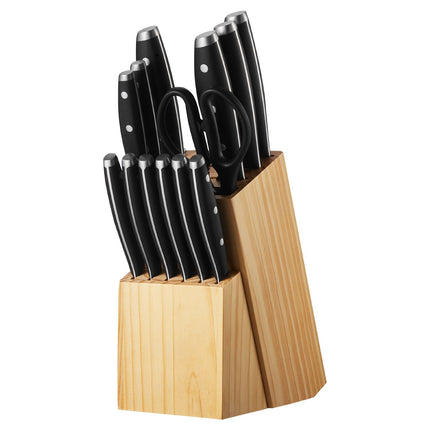 15-Piece Kitchen Knife Set with Block and Sharpener