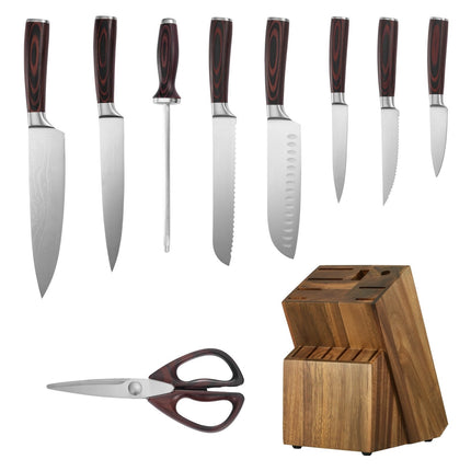 15-Piece Kitchen Knife Set with Block and Sharpener