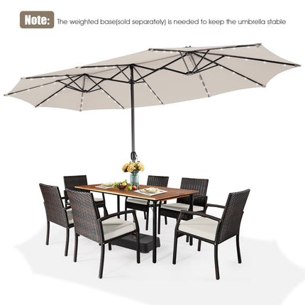 Parasol de terrasse double face de 4,5 m, 48 LED solaires, beige