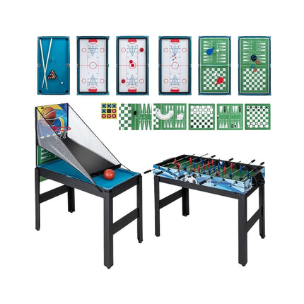 Ensemble de table multi-jeux 15 en 1 avec baby-foot, billard et hockey